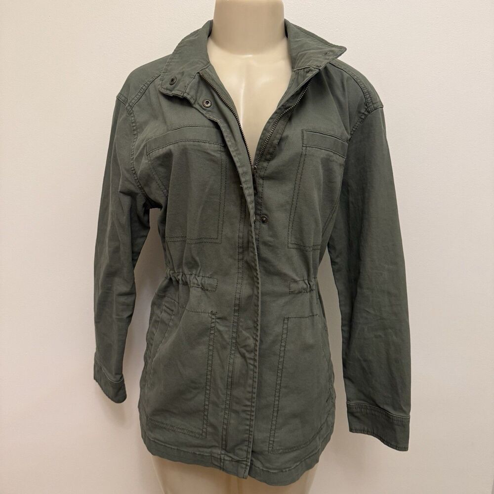 Old Navy Womens Military Chore Utility Barn Canvas Jacket Green Sz S Drawstring